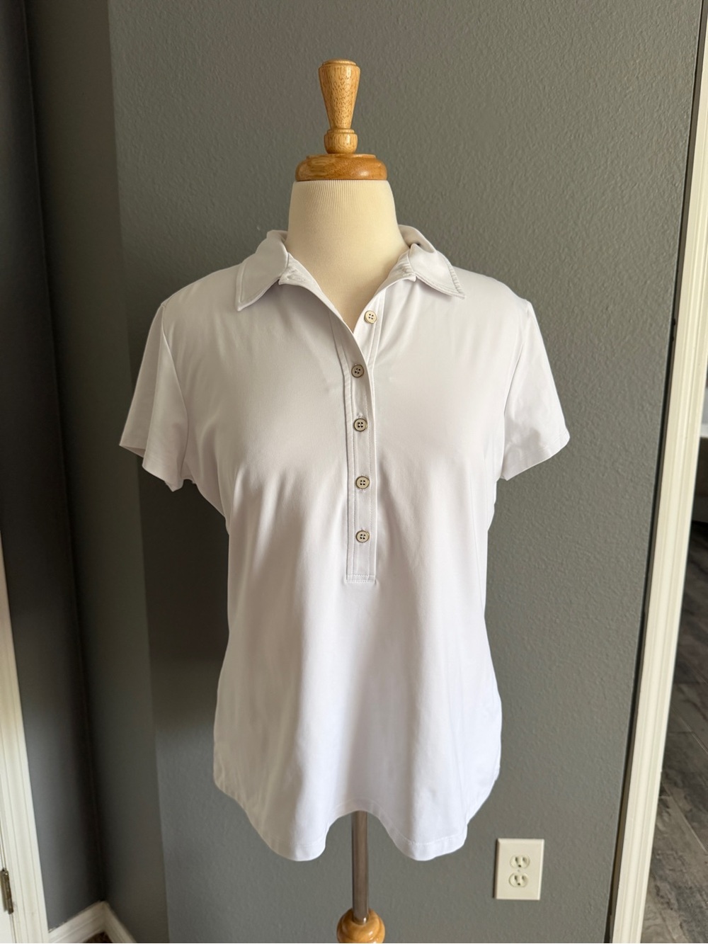 J.McLaughlin Court Cap Sleeve Polo Shirt Solid White Size XL